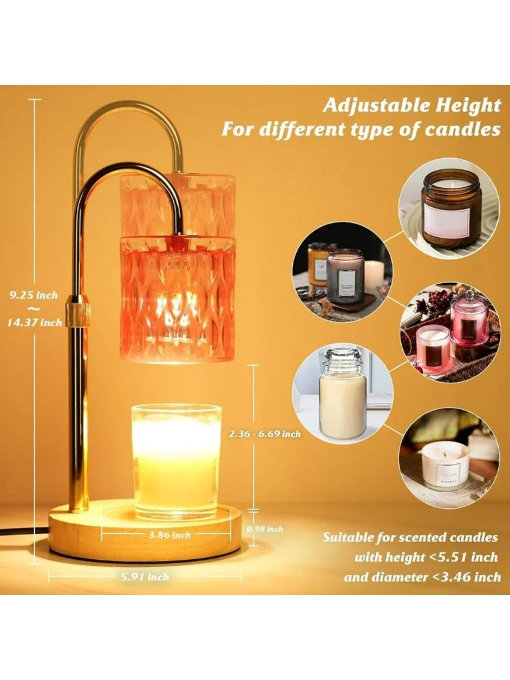 Stylish Pink Candle Warmer Lamp with Timer - Perfect Birthday Gift & Home Decor